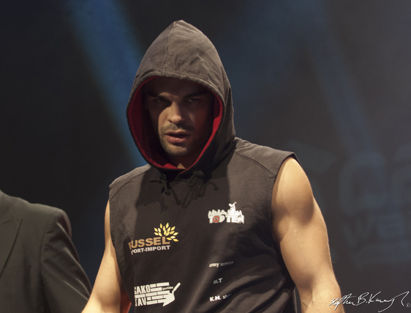 Ivan Buchinger before their fight for the CWFC lightweight title. Cagewarriors 63, The Helix, DCU. 31st December 2013